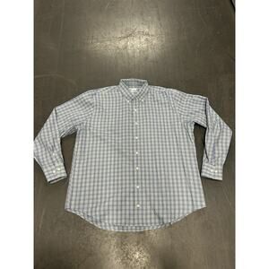 Peter Millar Blue And Gray Plaid Button Up 100% Cotton Shirt Men’s Size XL